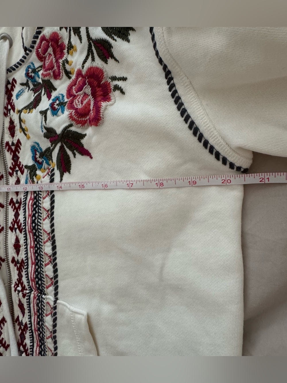 Driftwood Floral Embroidered Full Zip Teddy Hoodie Sweatshirt Women’s Size Small - Picture 7 of 14